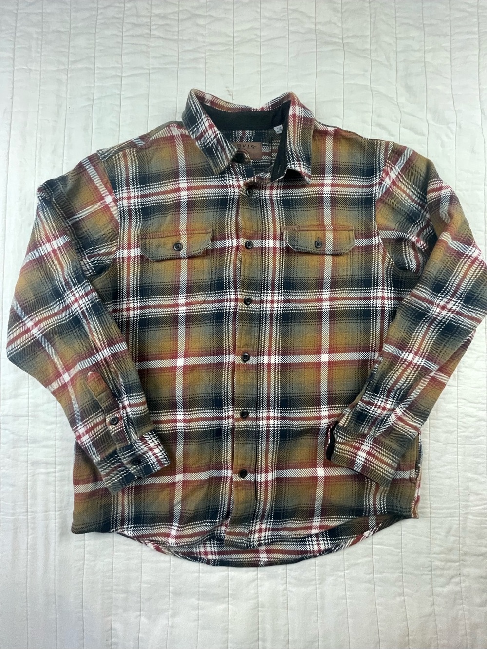Orvis Men's Plaid Thick Cotton Button-Down Shacket Shirt Large
